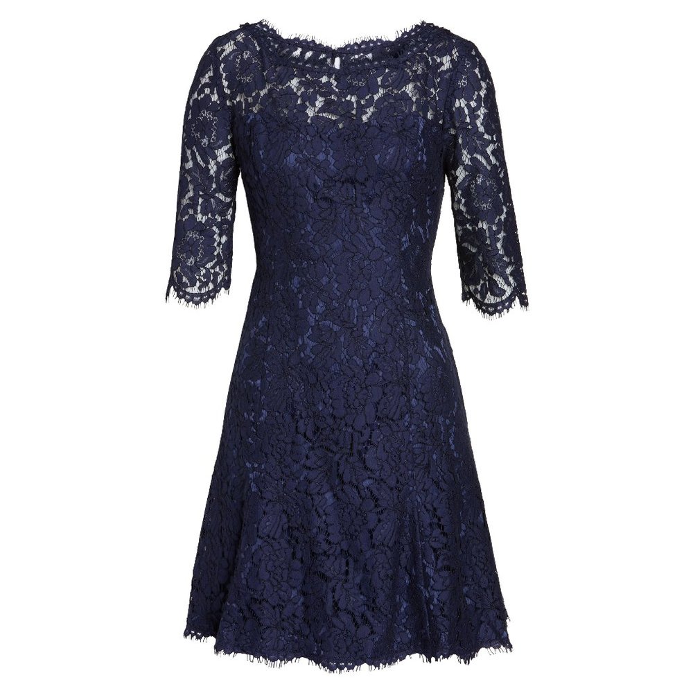 ELIZA J Navy Lace Fit & Flare Cocktail Dress 12P